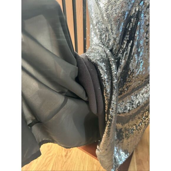 Nicole miller sparkly silver maxi strapless long dress size 8 mermaid style with - Picture 6 of 9